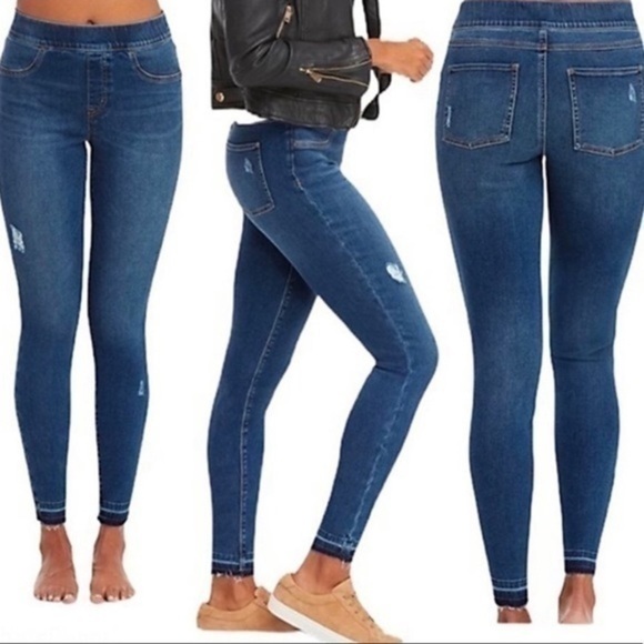SPANX Distressed Denim Ankle Skinny Jeans Size Small - Picture 2 of 10
